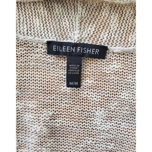 Eileen Fisher Linen Blend Open Front Cardigan Sweater Sz M Capsule Wardrobe Chic - Picture 5 of 8